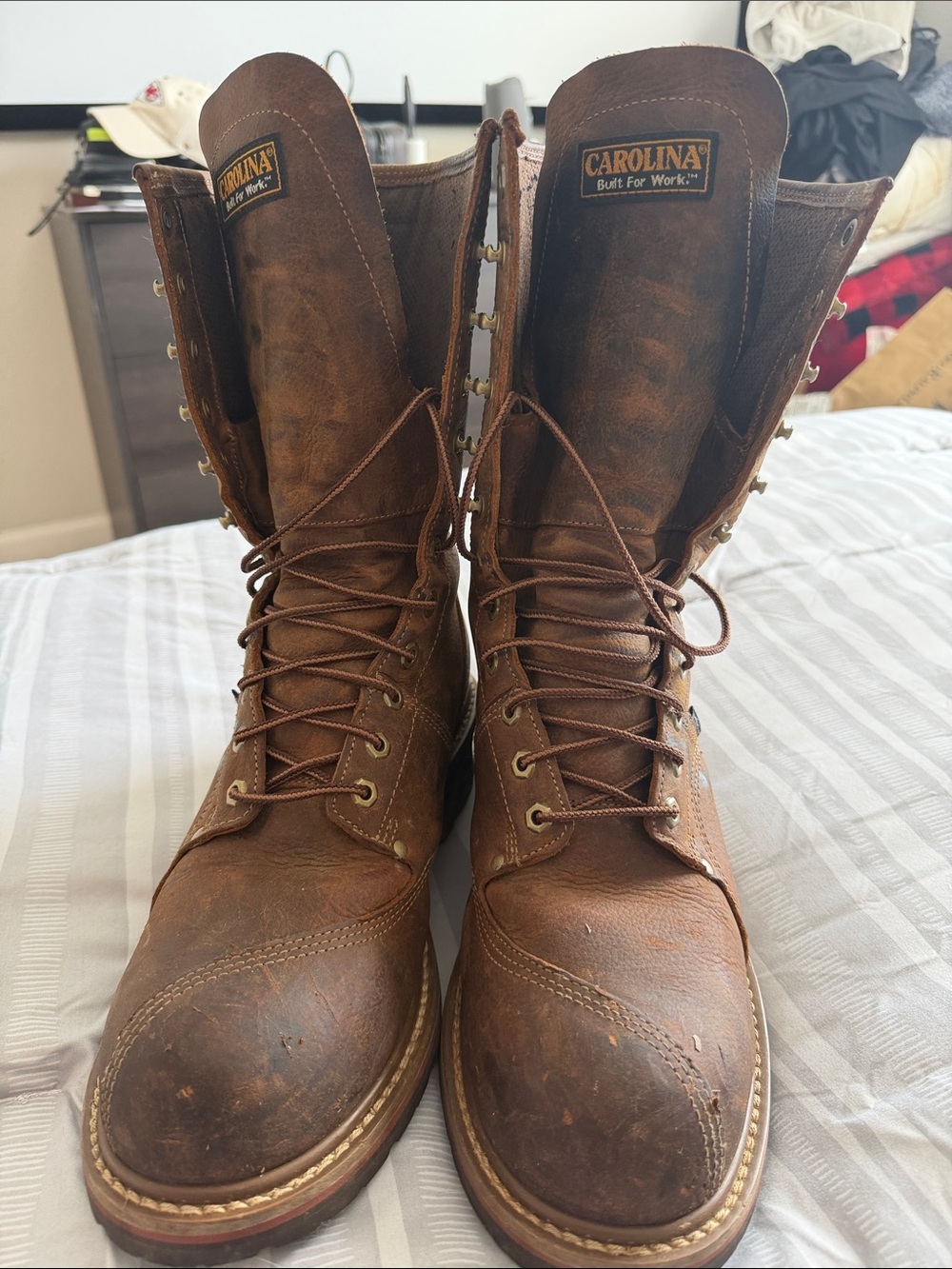 Carolina Men's Brown Leather Work Boots — Lace-Up Safety Boots